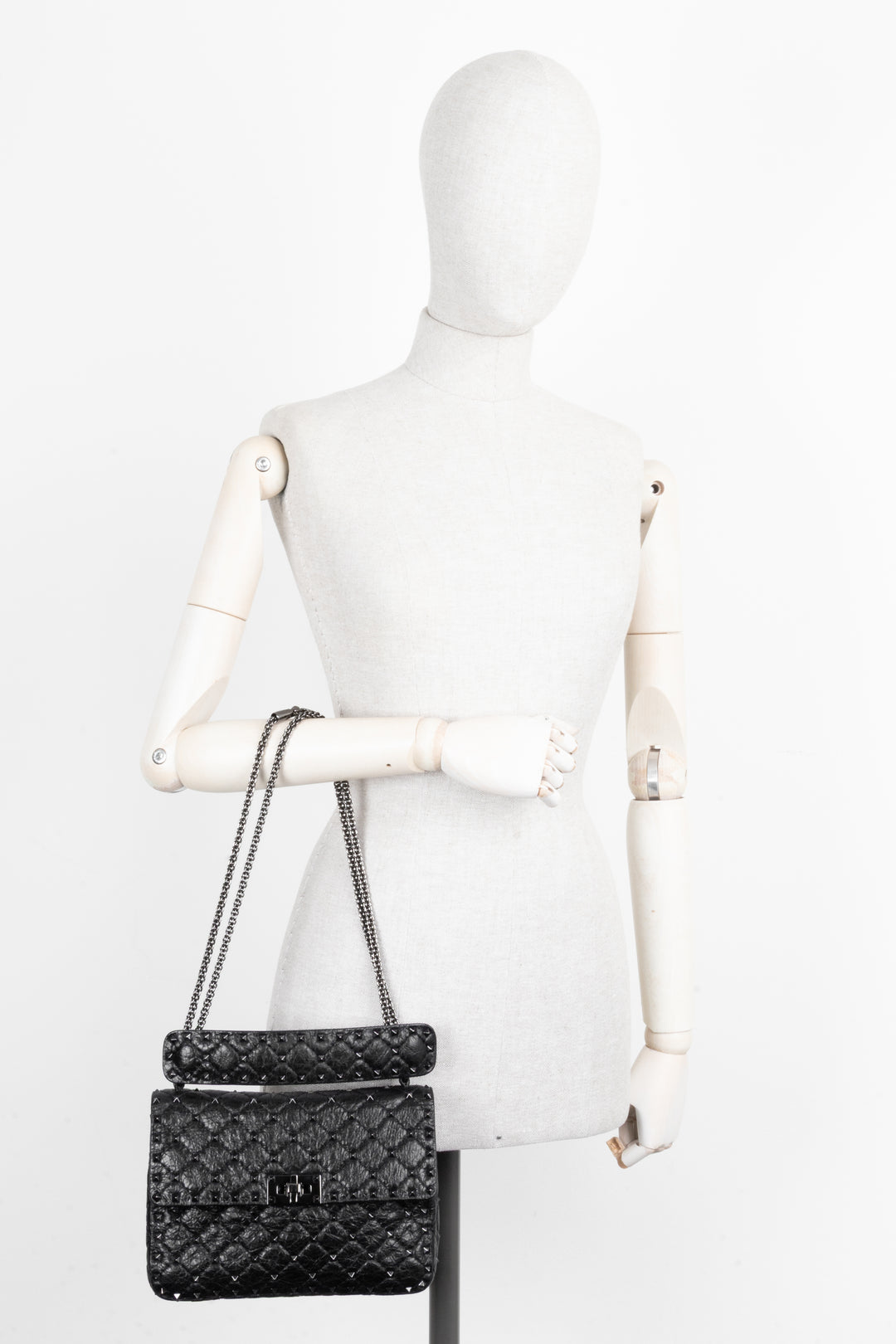 VALENTINO Medium Rockstud Spike Bag Black