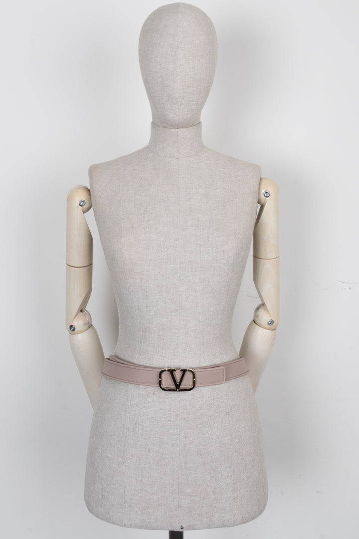 VALENTINO Studded VLogo Belt Nude