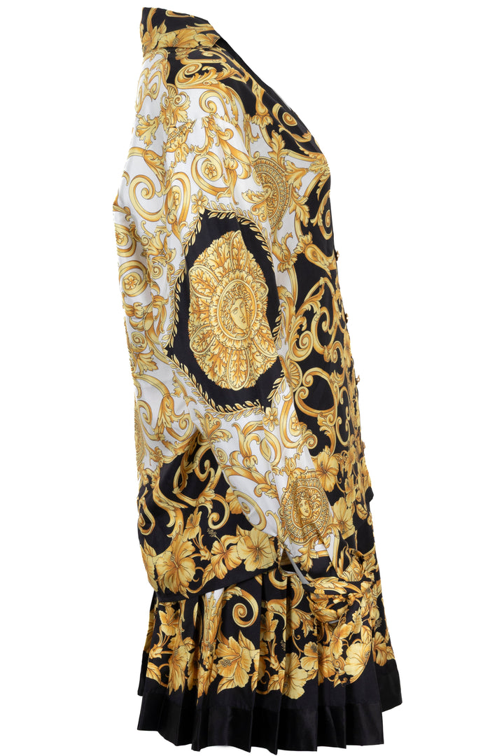 VERSACE Imprimé Barocco Deux Pièces Soie Or Noir