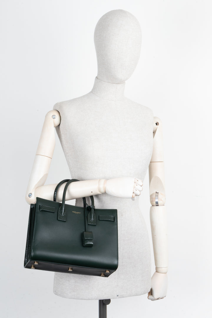 SAINT LAURENT Baby Sac De Jour Leather Python Green