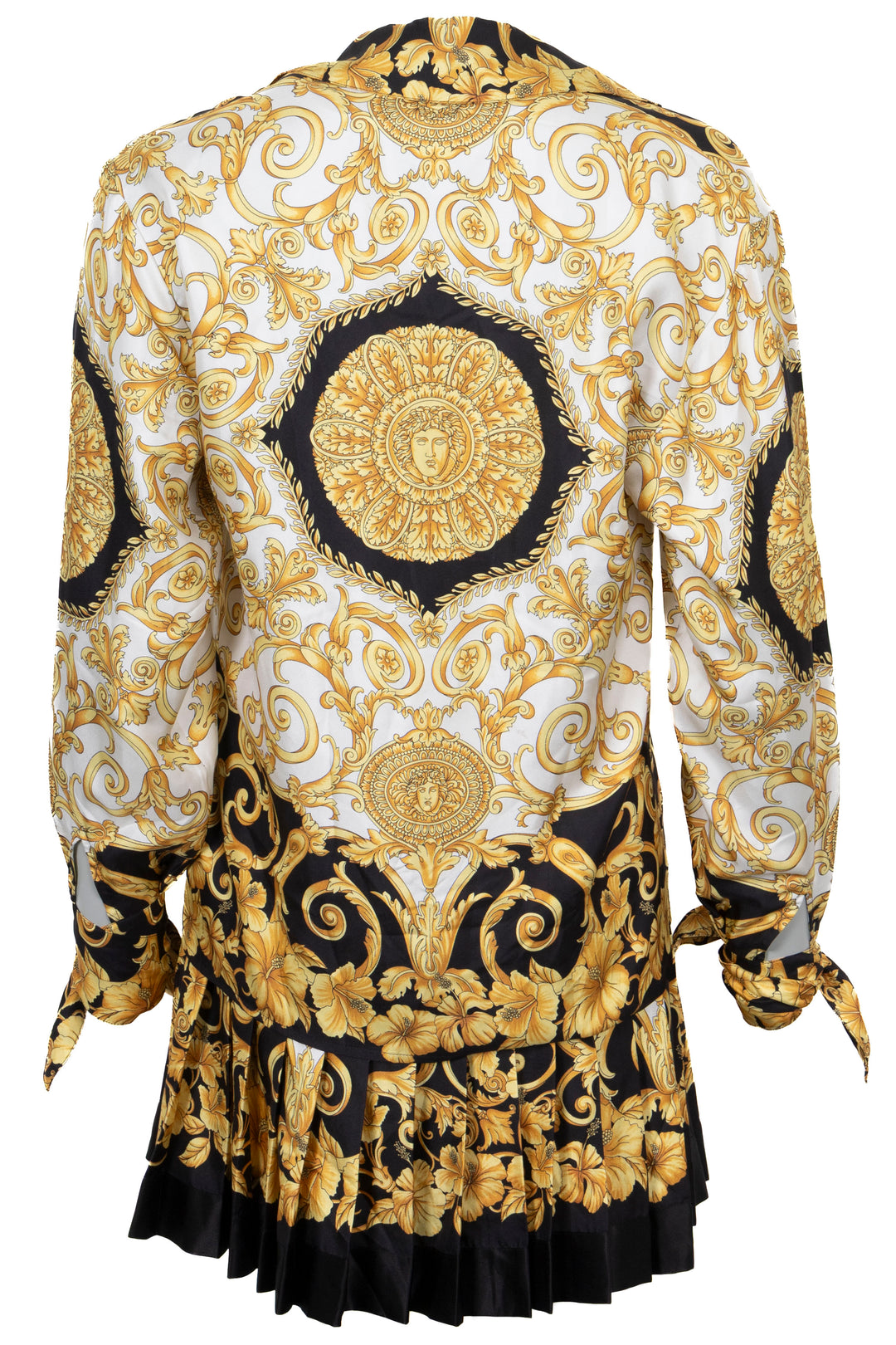 VERSACE Imprimé Barocco Deux Pièces Soie Or Noir