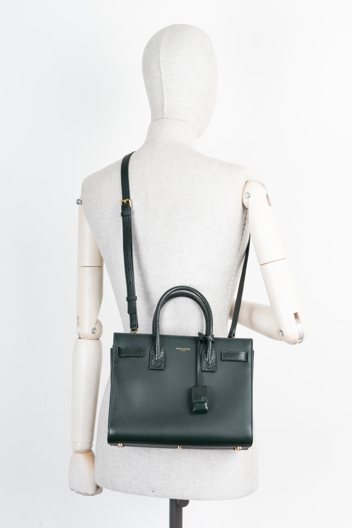 SAINT LAURENT Baby Sac De Jour Leather Python Green