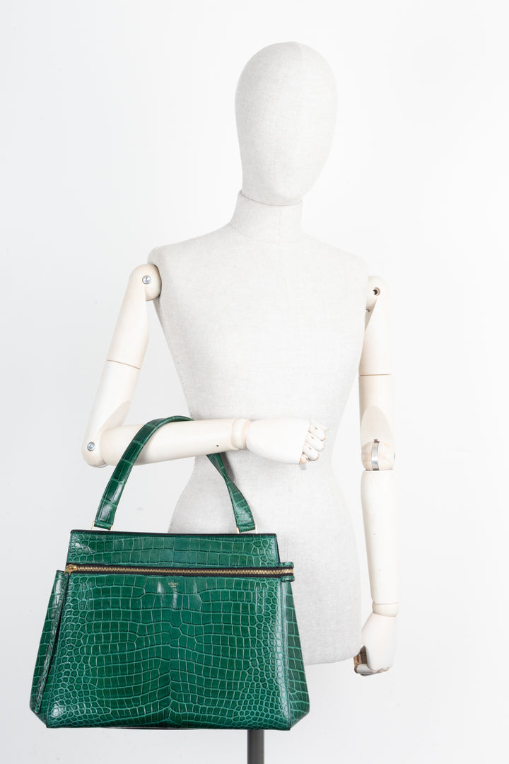 CÉLINE Edge Bag Croc Green