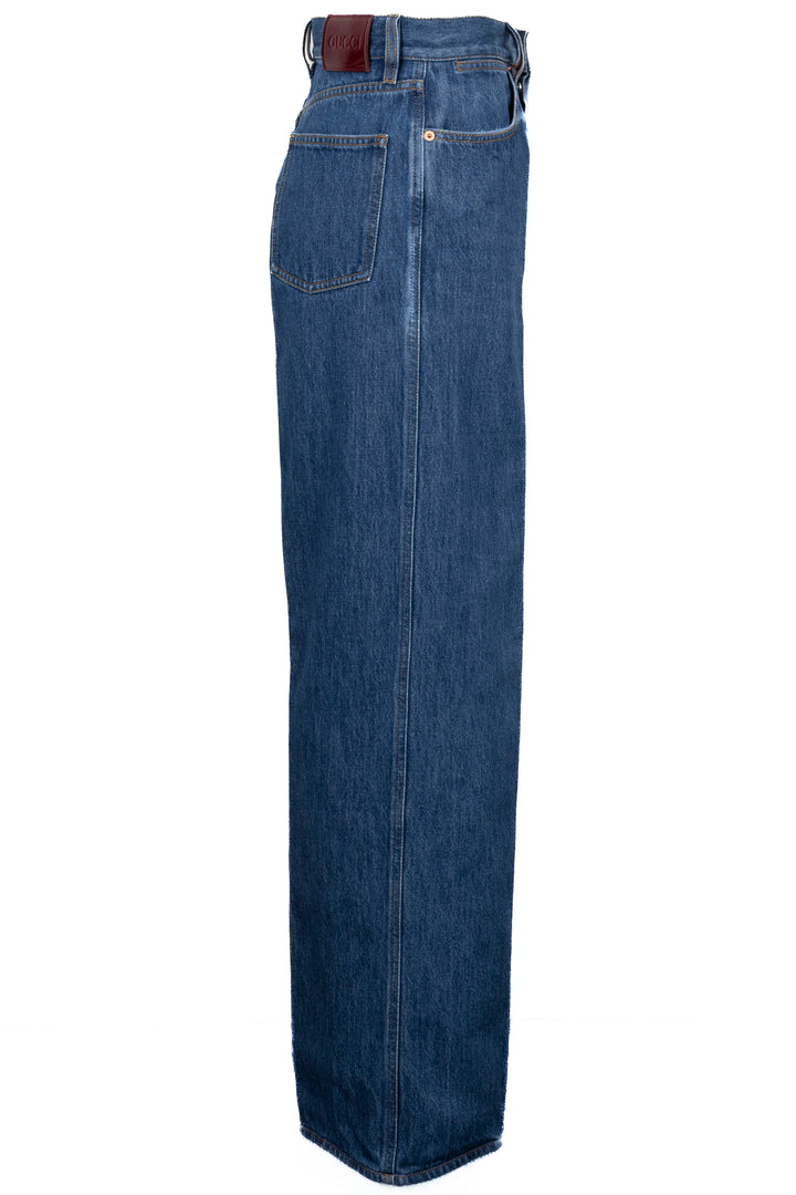 GUCCI Wide Leg Pants Denim Blue