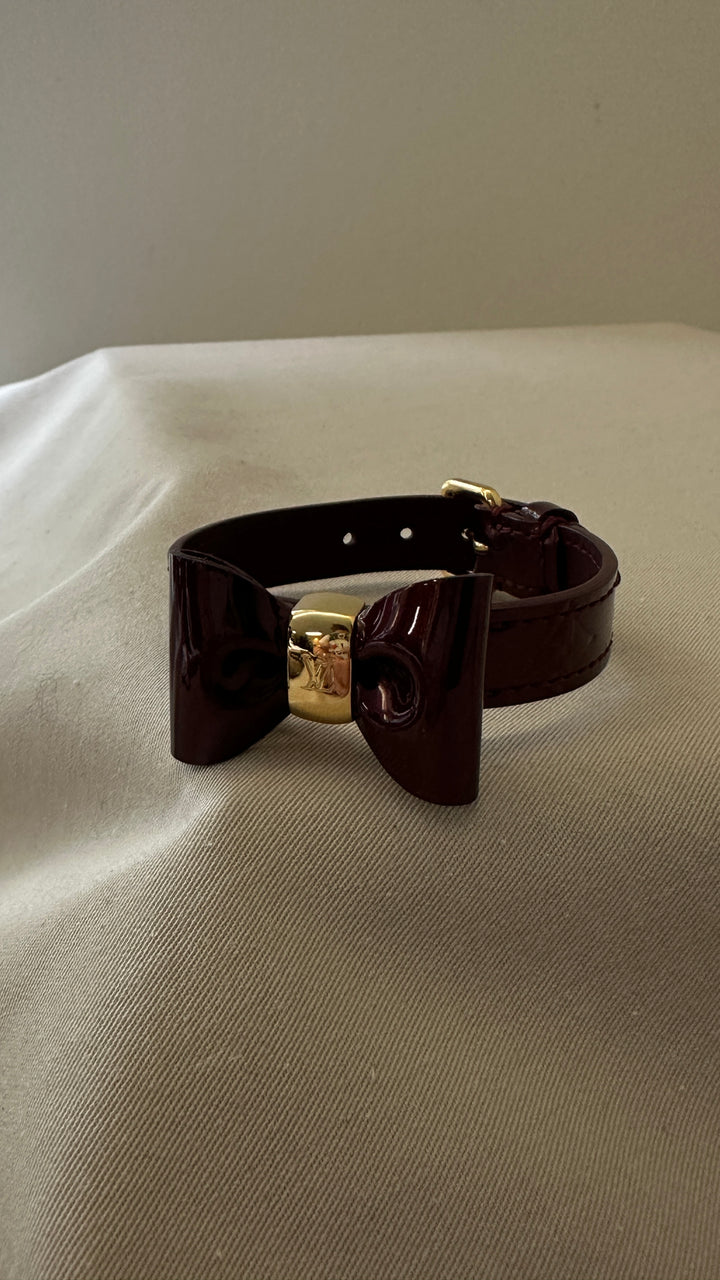 LOUIS VUITTON Bow Bracelet Patent Bordeaux