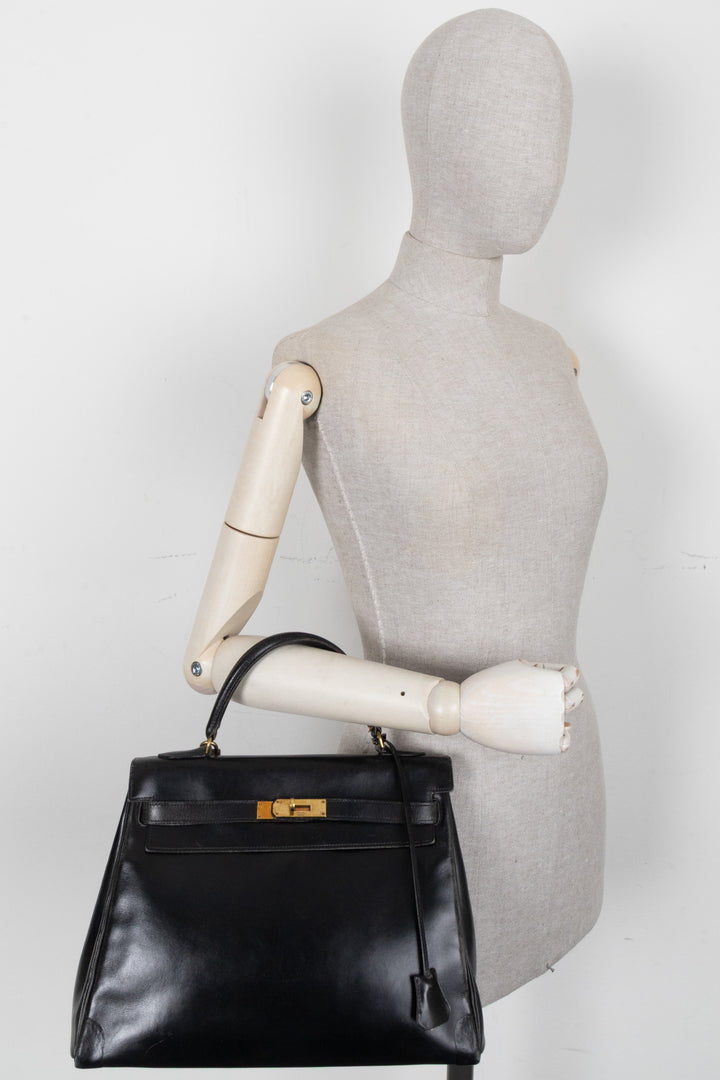 HERMÈS Vintage Kelly 32 Box Black