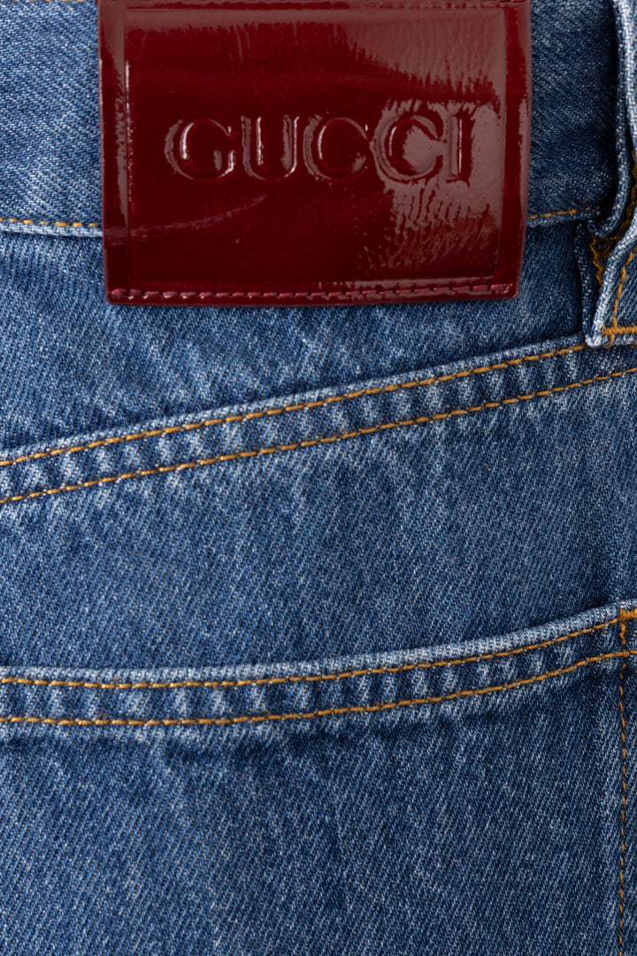 GUCCI Wide Leg Pants Denim Blue