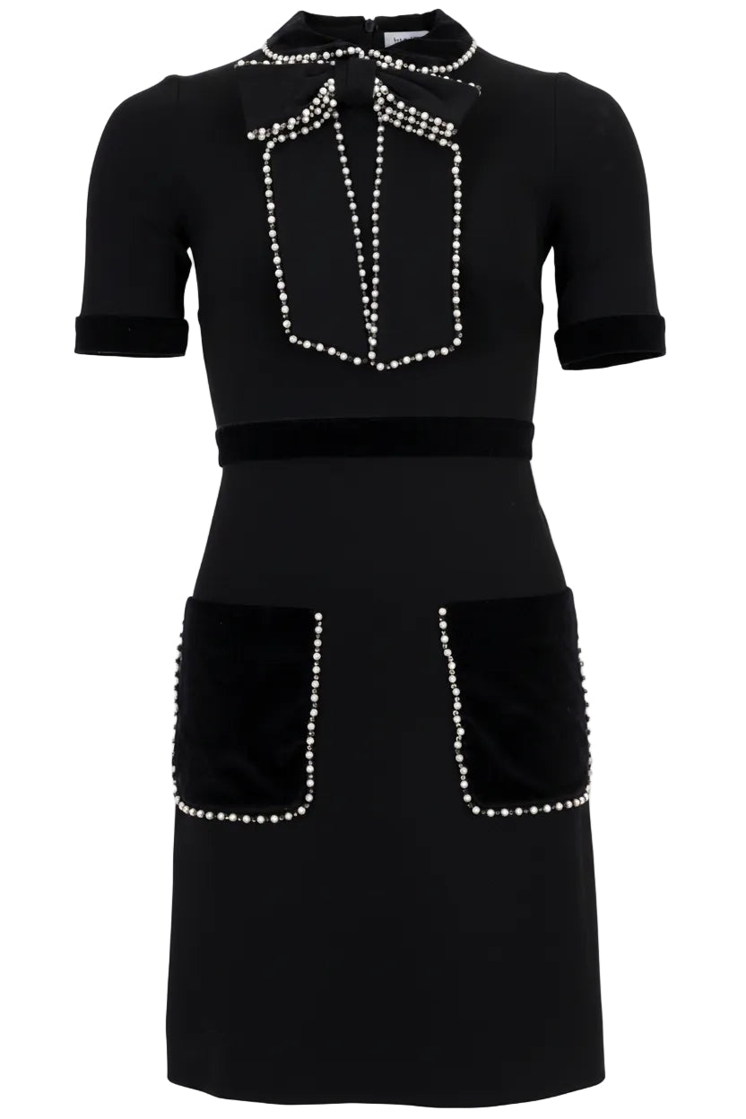 GUCCI Pearl Bow Dress Black
