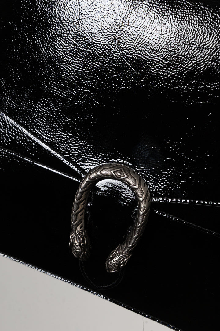 GUCCI Dionysus Large Shoulder Bag Patent Black
