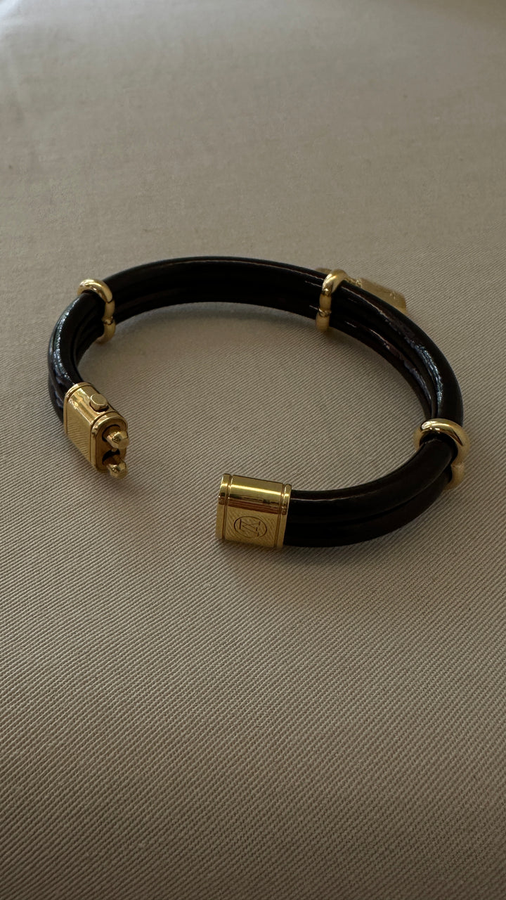 LOUIS VUITTON Lock Bracelet Patent Bordeaux