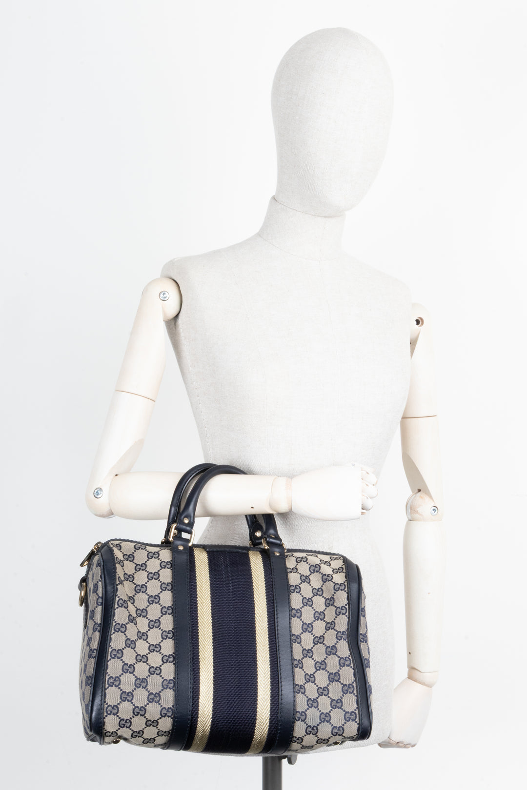 Sac bowling GUCCI Boston en toile bleue
