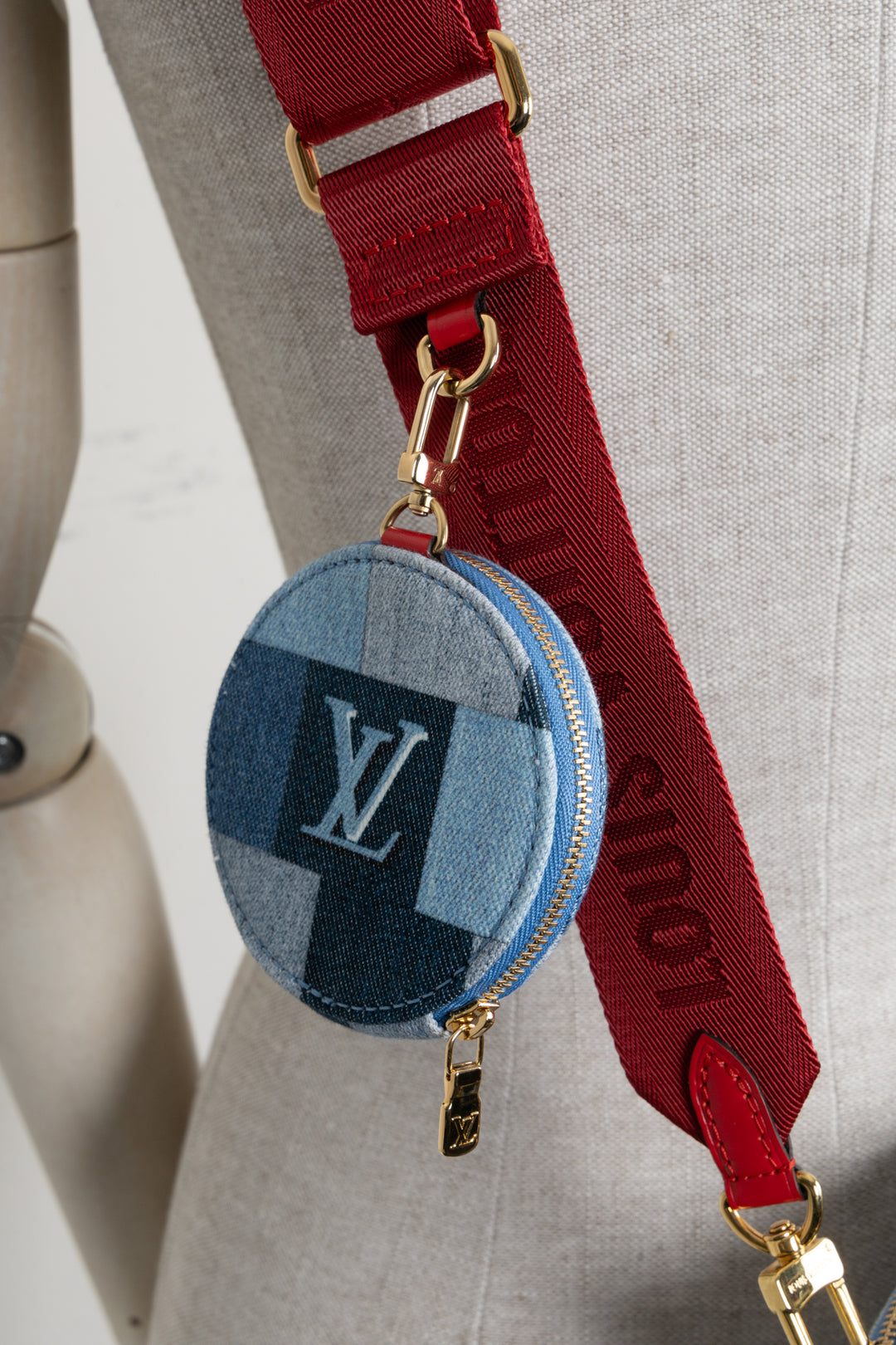 LOUIS VUITTON Multi Pochette Denim Blue Red