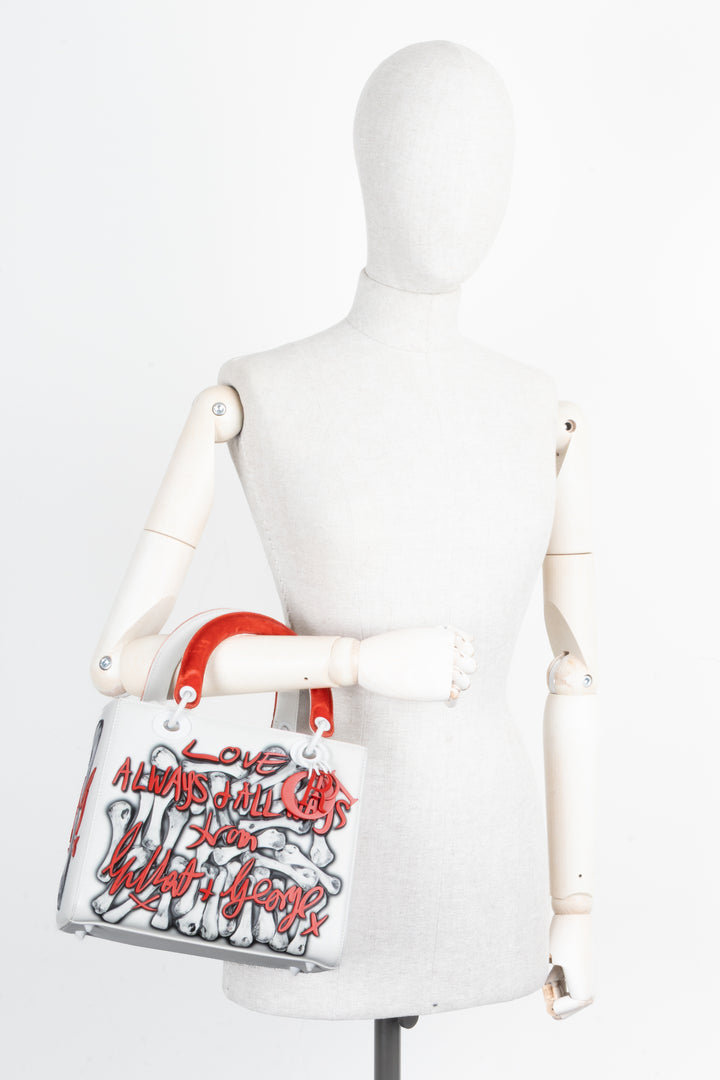 CHRISTIAN DIOR Medium Lady Dior Gilbert &amp; George Limited Edition White
