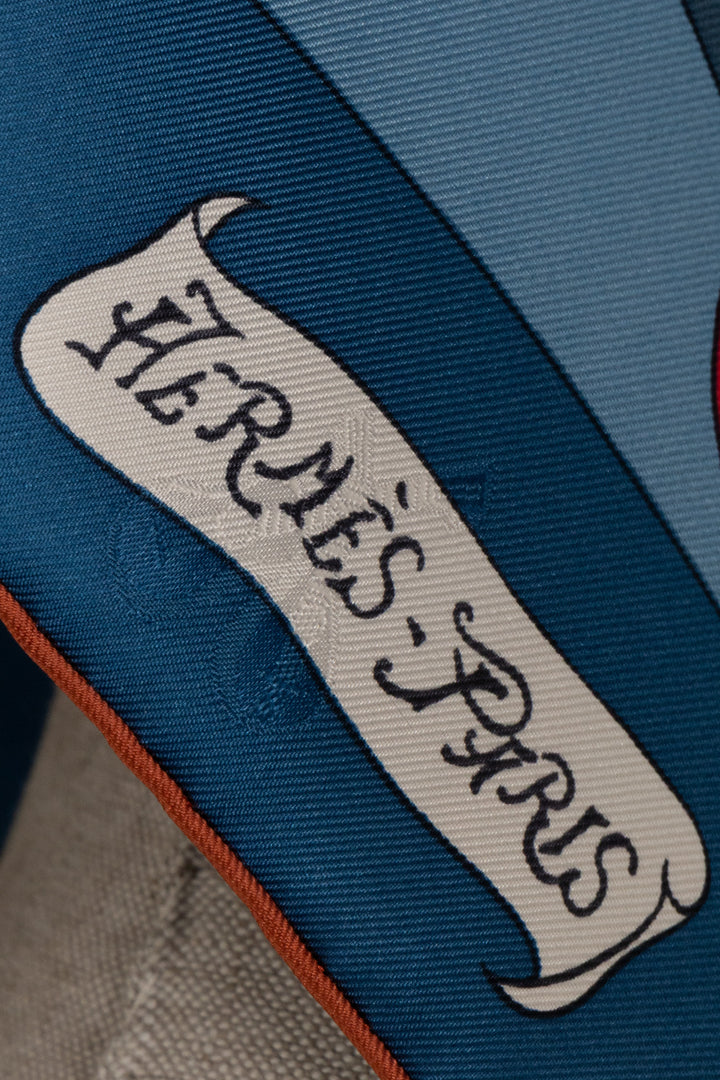 HERMÈS Le Carnaval De Venise 90 Scarf Silk Blue