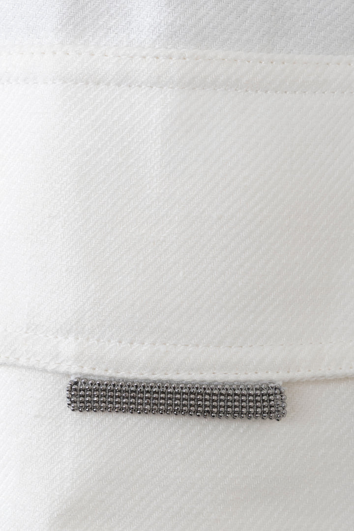 BRUNELLO CUCINELLI Jacket Ostrich Feather Linen White