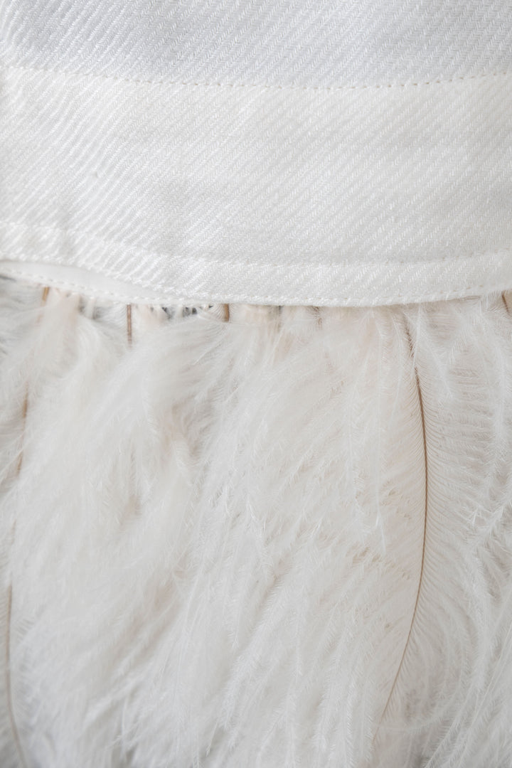 BRUNELLO CUCINELLI Jacket Ostrich Feather Linen White