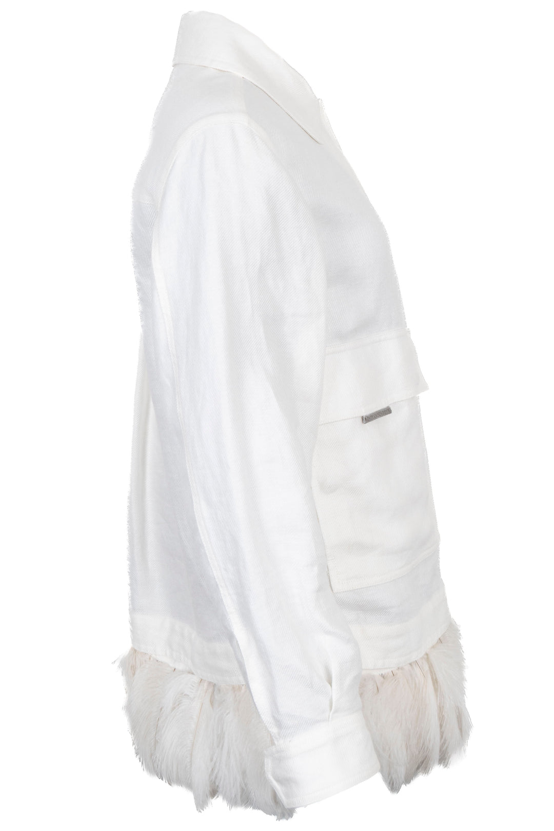 BRUNELLO CUCINELLI Jacket Ostrich Feather Linen White