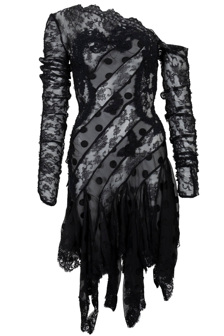 ZIMMERMANN One Shoulder Lace Dress Black