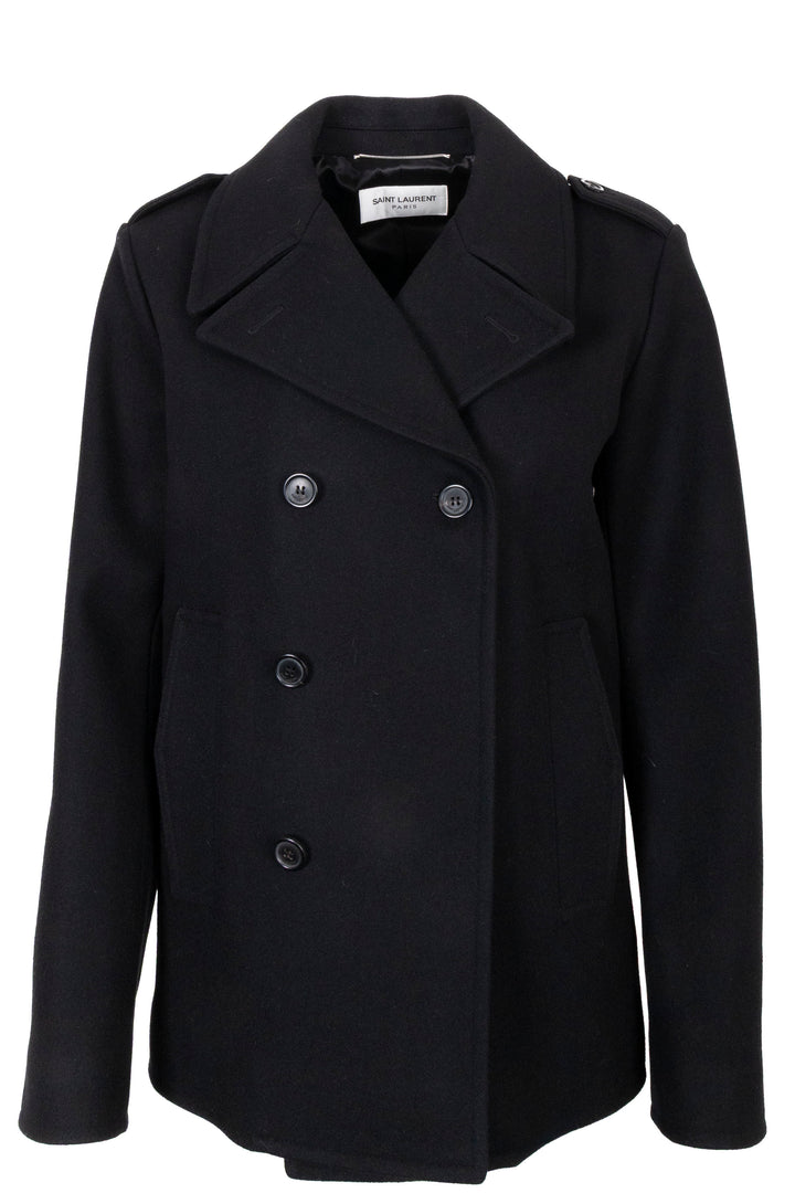 SAINT LAURENT 2021 Caban croisé en laine noir