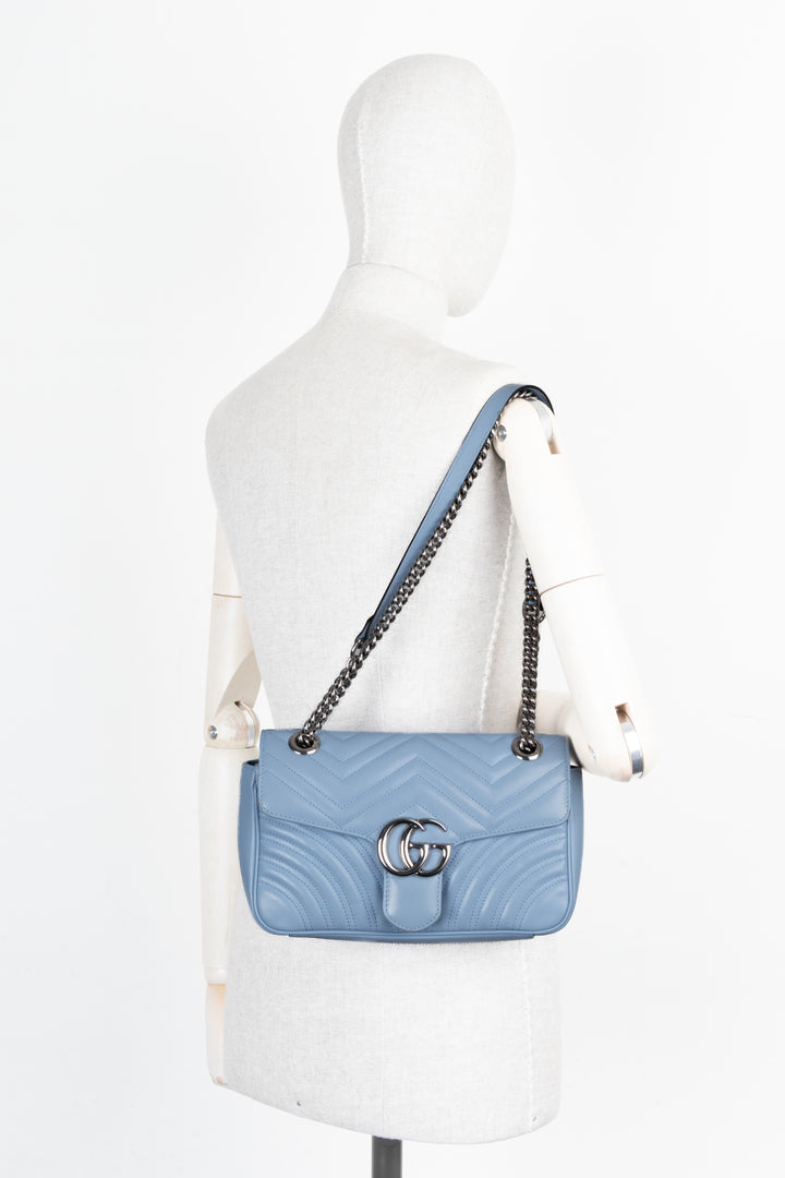 Petit sac GUCCI Marmont en cuir bleu
