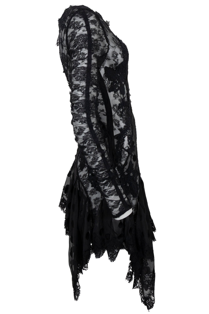 ZIMMERMANN One Shoulder Lace Dress Black