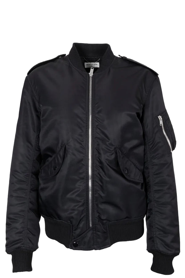 SAINT LAURENT 2015 Blouson bombardier zippé en nylon noir