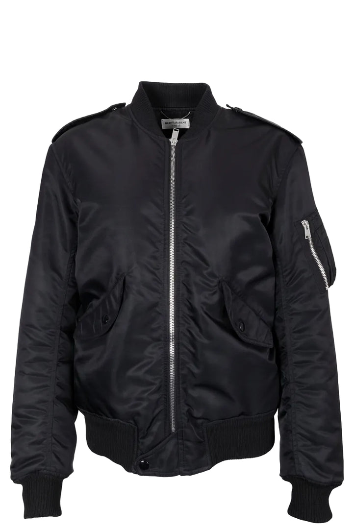 SAINT LAURENT 2015 Blouson bombardier zippé en nylon noir