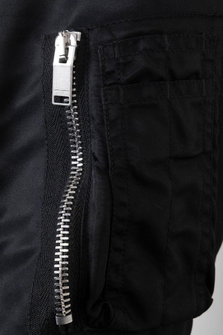 SAINT LAURENT 2015 Blouson bombardier zippé en nylon noir