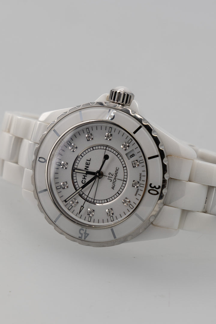 CHANEL J12 Watch 38mm Automatic Diamonds Ceramic White