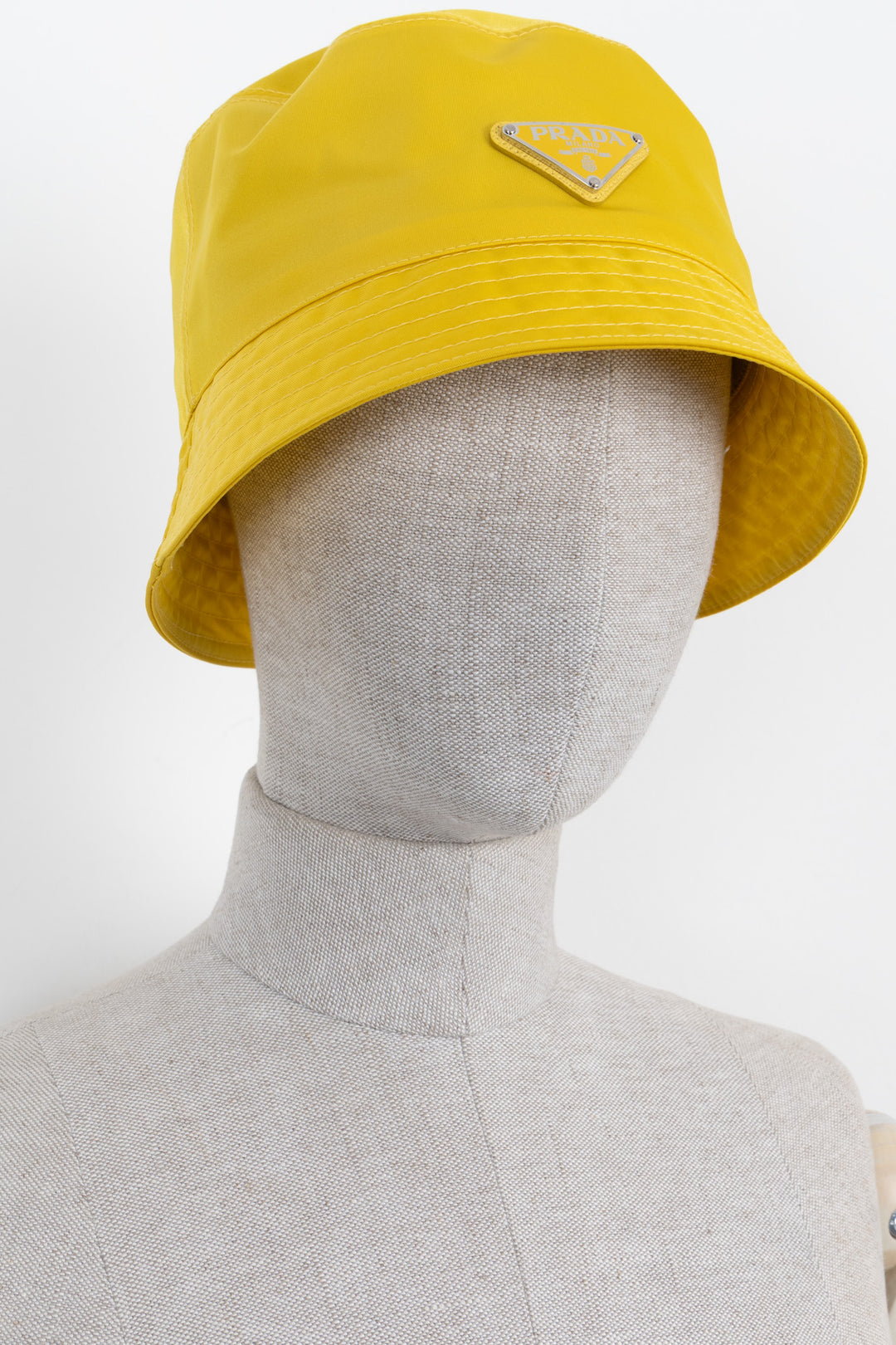 PRADA Logo Bucket Hat Nylon Yellow