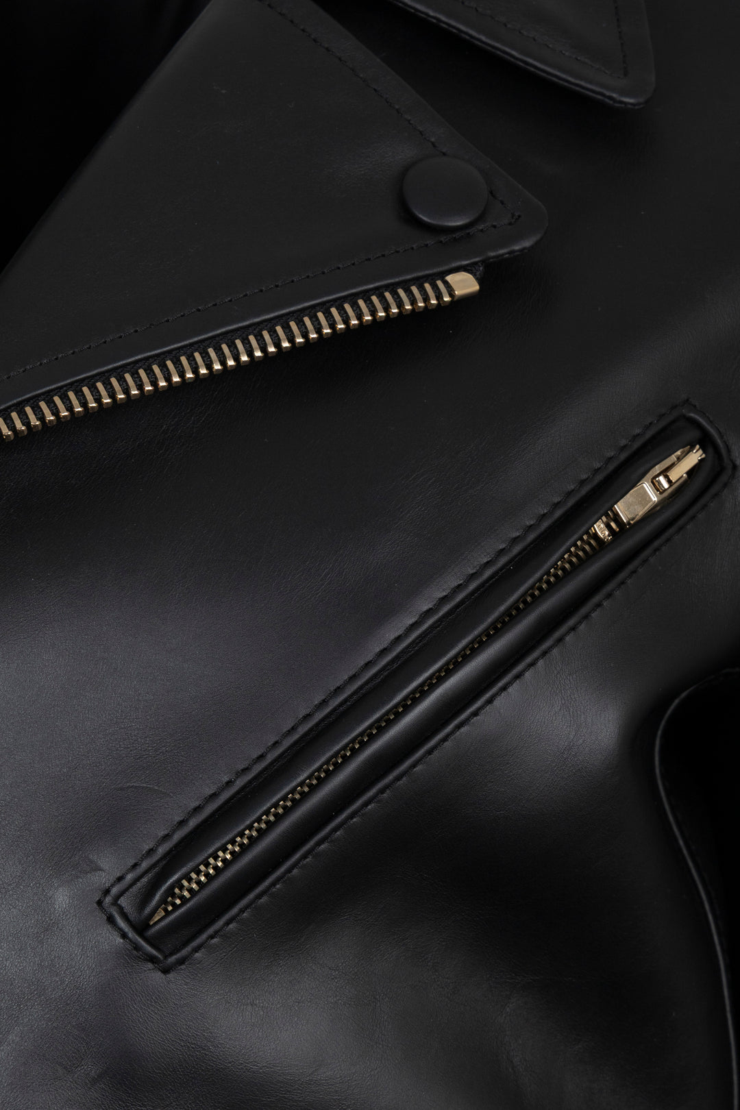 CHLOÉ Belted Biker Jacket Leather Black