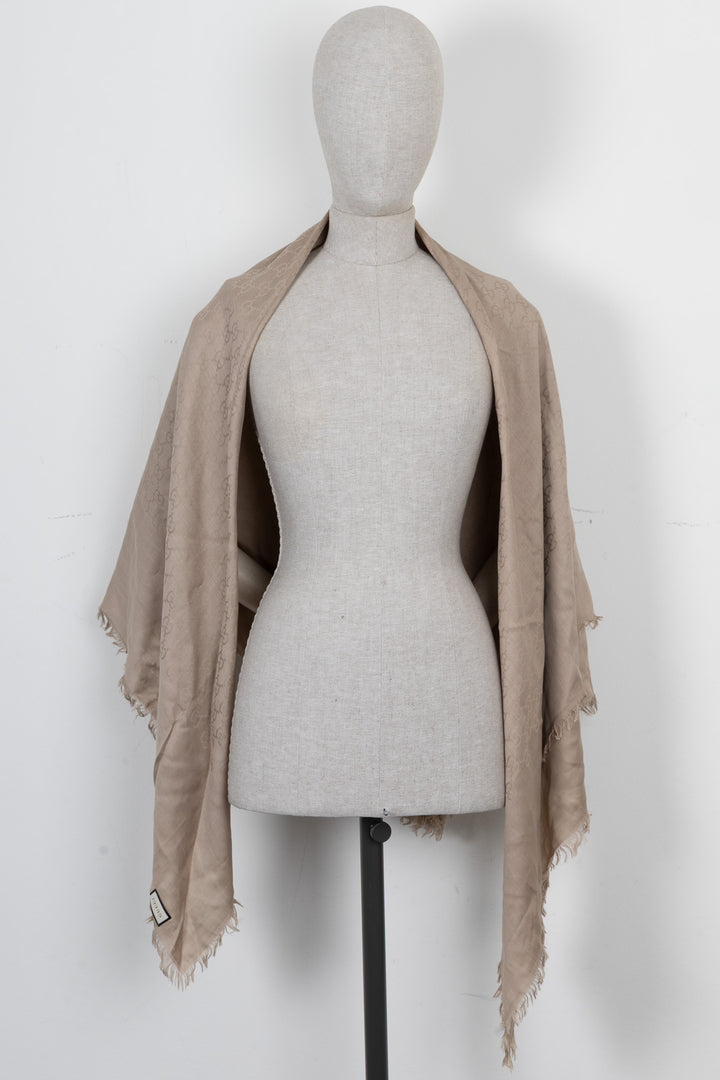 GUCCI GG Monogram Scarf Beige