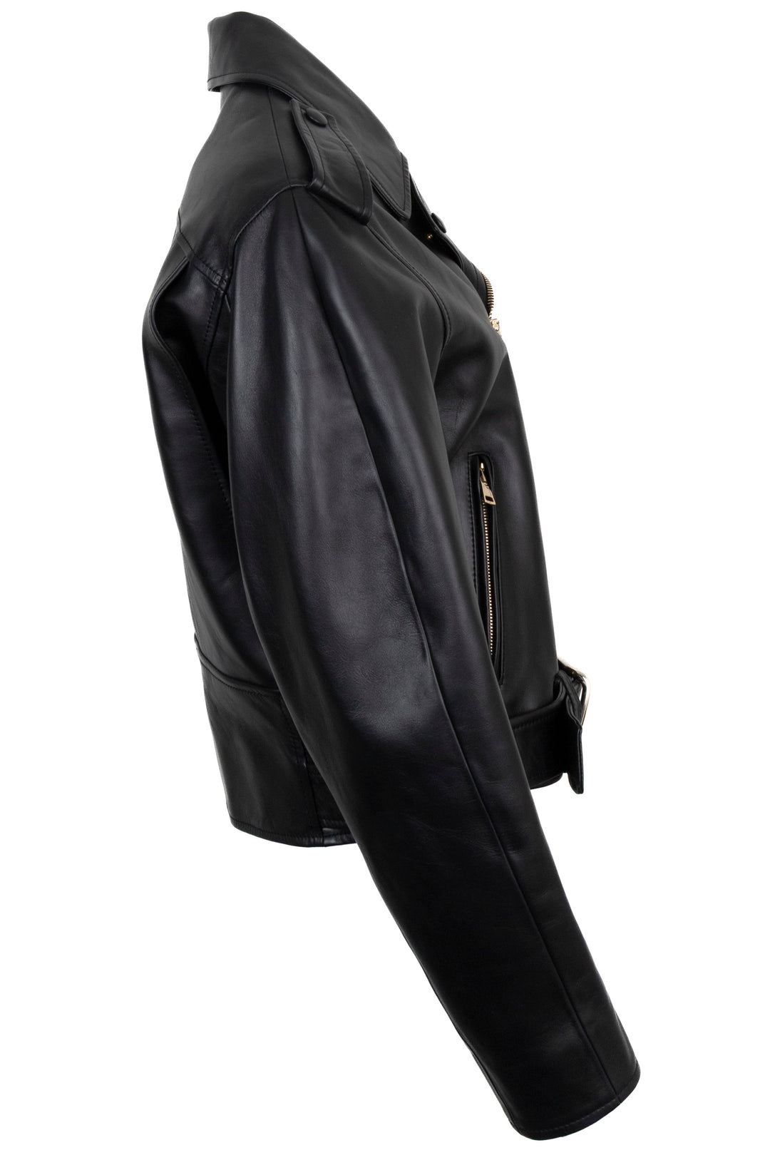 CHLOÉ Belted Biker Jacket Leather Black