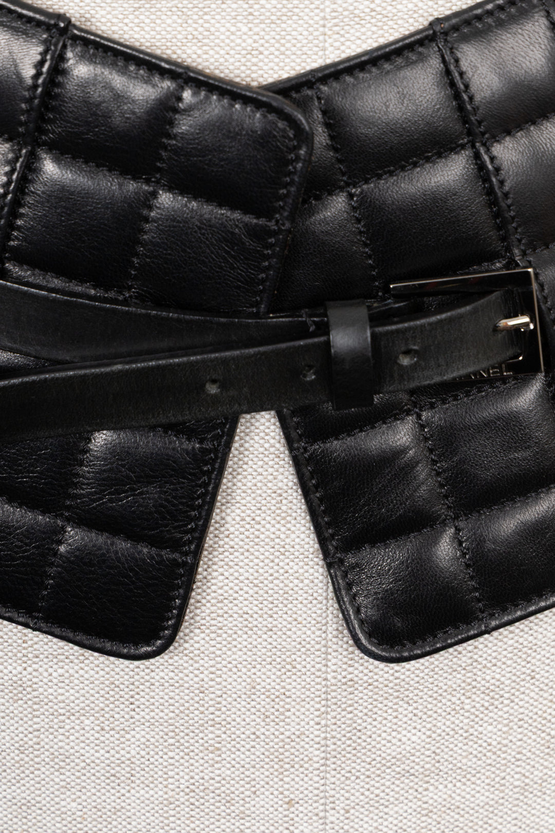 CHANEL 2002 Quilted CC Waist Belt Leather Black