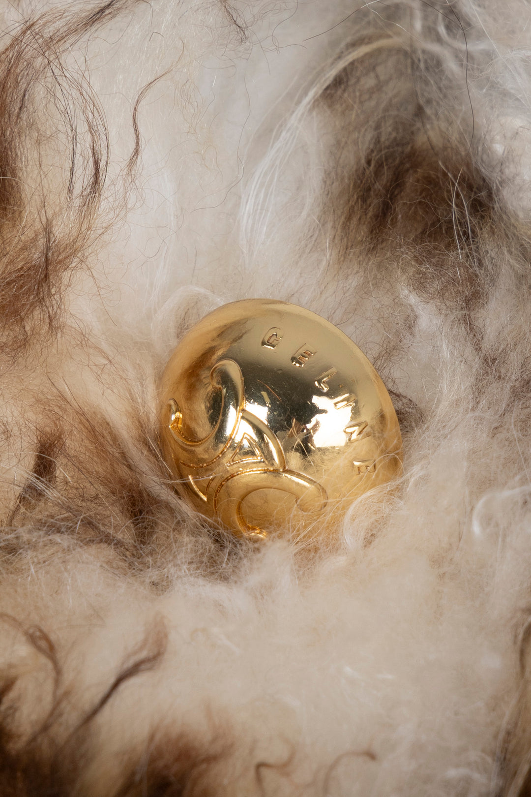 CELINE Shaggy Long Hair Fured Jacket Gold