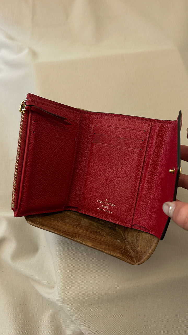 LOUIS VUITTON Victorine Compact Wallet Empreinte Red