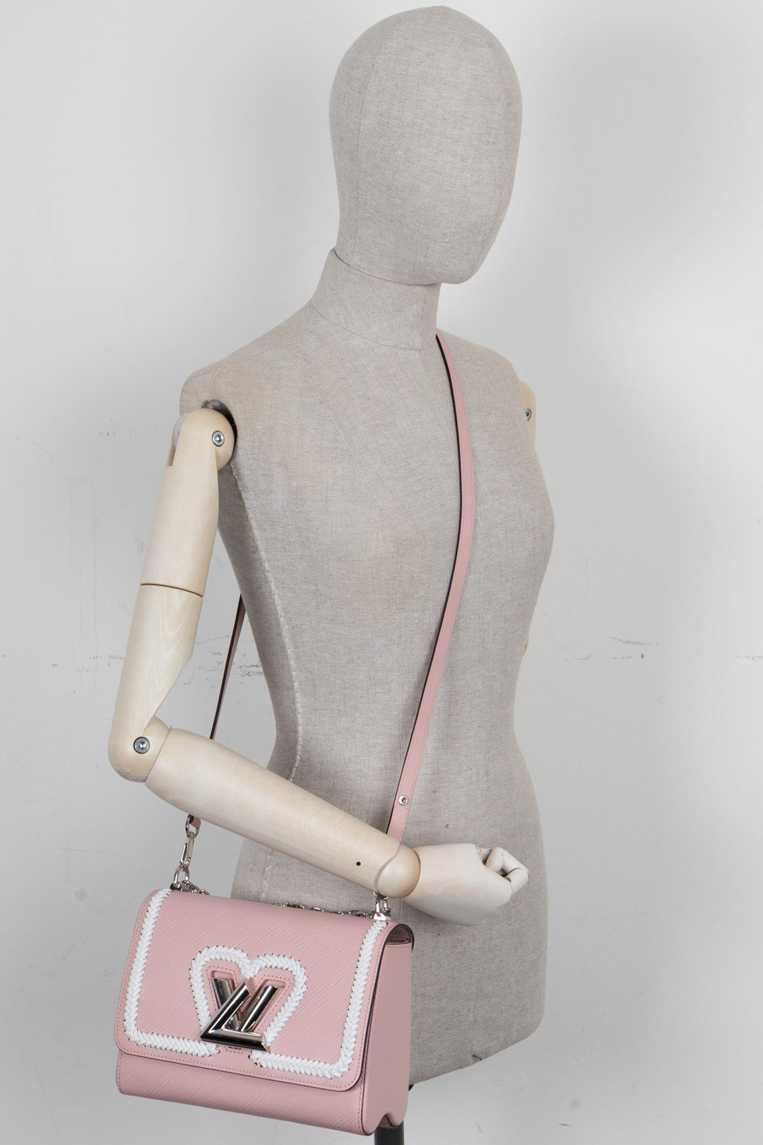 LOUIS VUITTON Twist MM Tressé Epi Rose Blanc