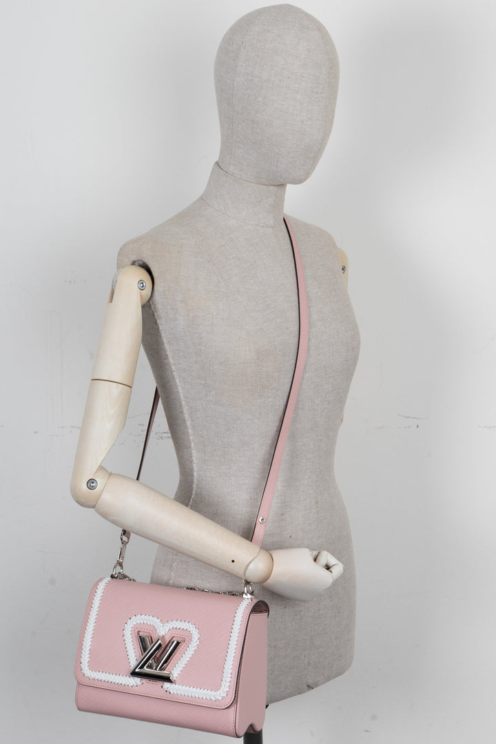 LOUIS VUITTON Twist MM Tressé Epi Rose Blanc
