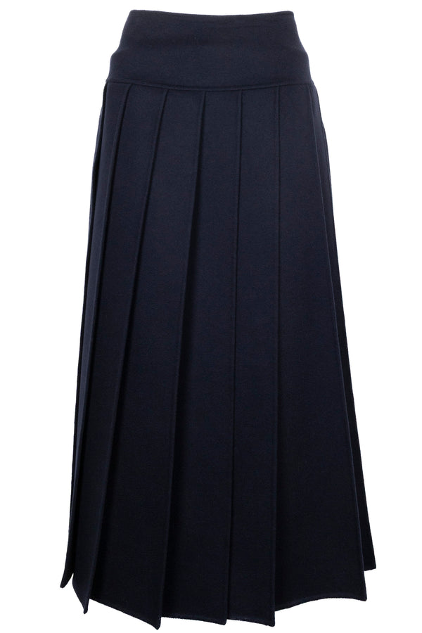 Jupe plissée CHRISTIAN DIOR en cachemire bleu marine
