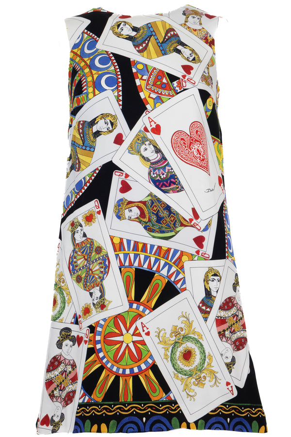 DOLCE&GABBANA Robe Cartes à Jouer Soie Multicolore