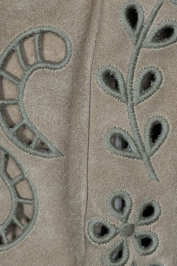 CHANEL Sac bandoulière découpé floral en daim vert