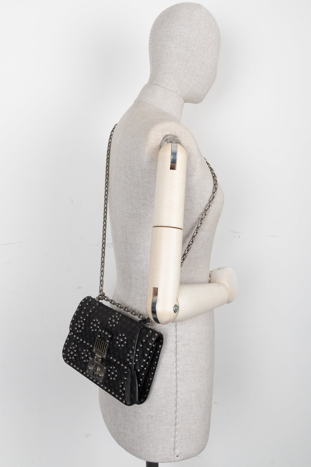 CHRISTIAN DIOR DiorAddict Studded Flap Bag Black