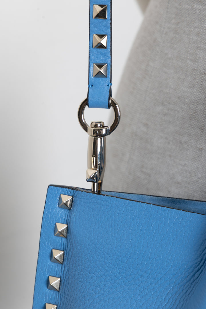 VALENTINO Small Rockstud Tote Bag Blue