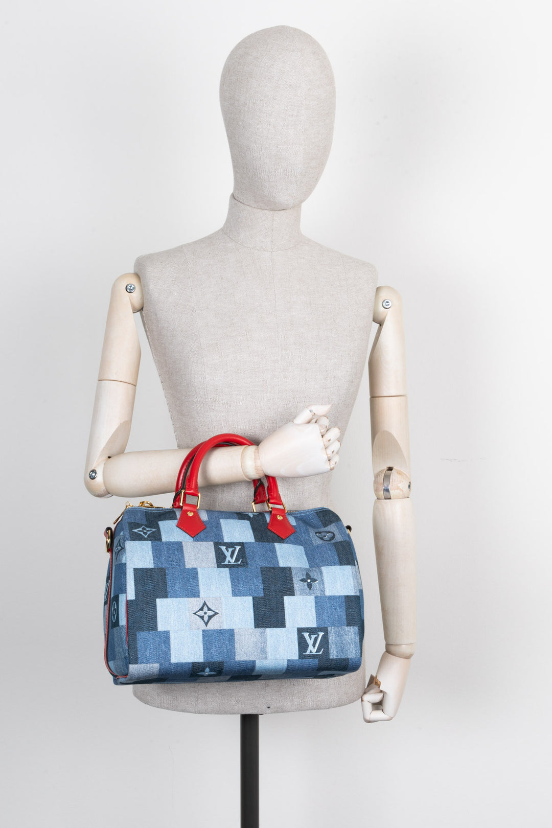 LOUIS VUITTON 2020 Patchwork Denim Speedy 30 Bandouliere