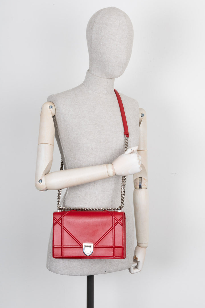 CHRISTIAN DIOR Diorama Medium Crossbody Bag Red
