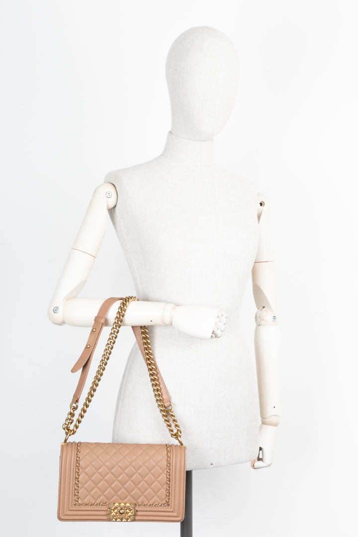 CHANEL Boy Bag Beige