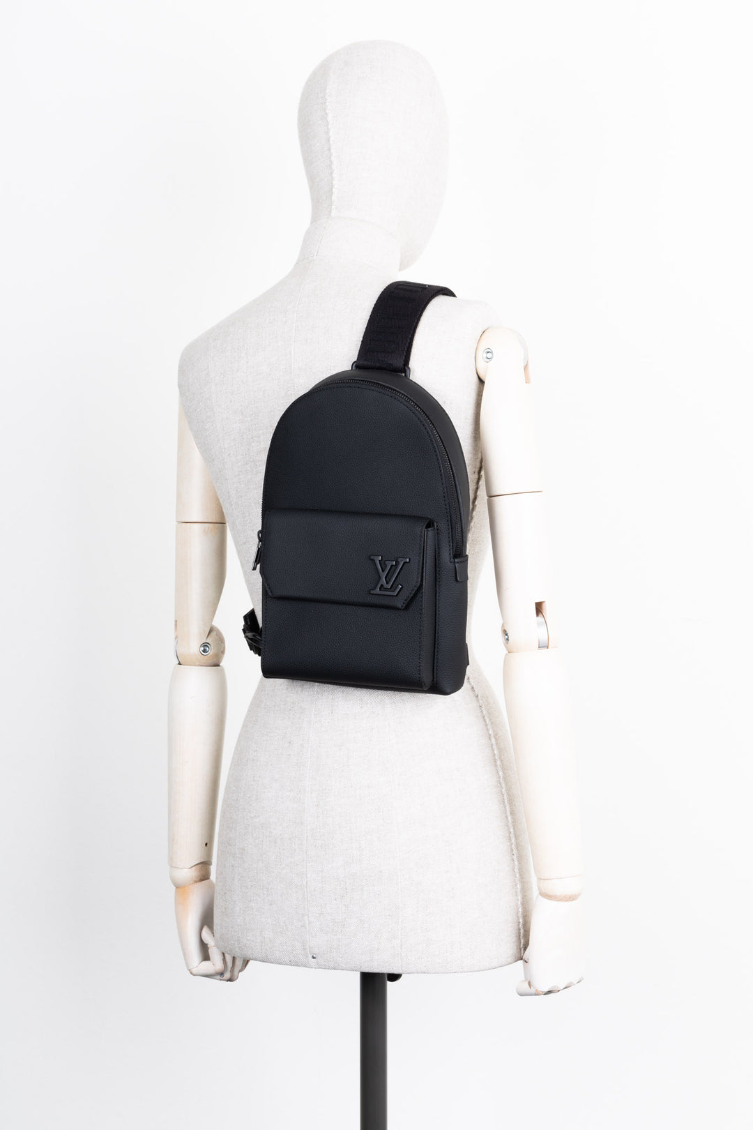 LOUIS VUITTON Pilot Sling Bag Leather Black