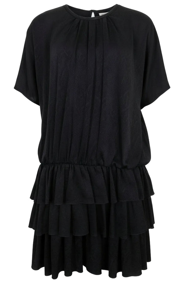 SAINT LAURENT Robe superposée en soie noire