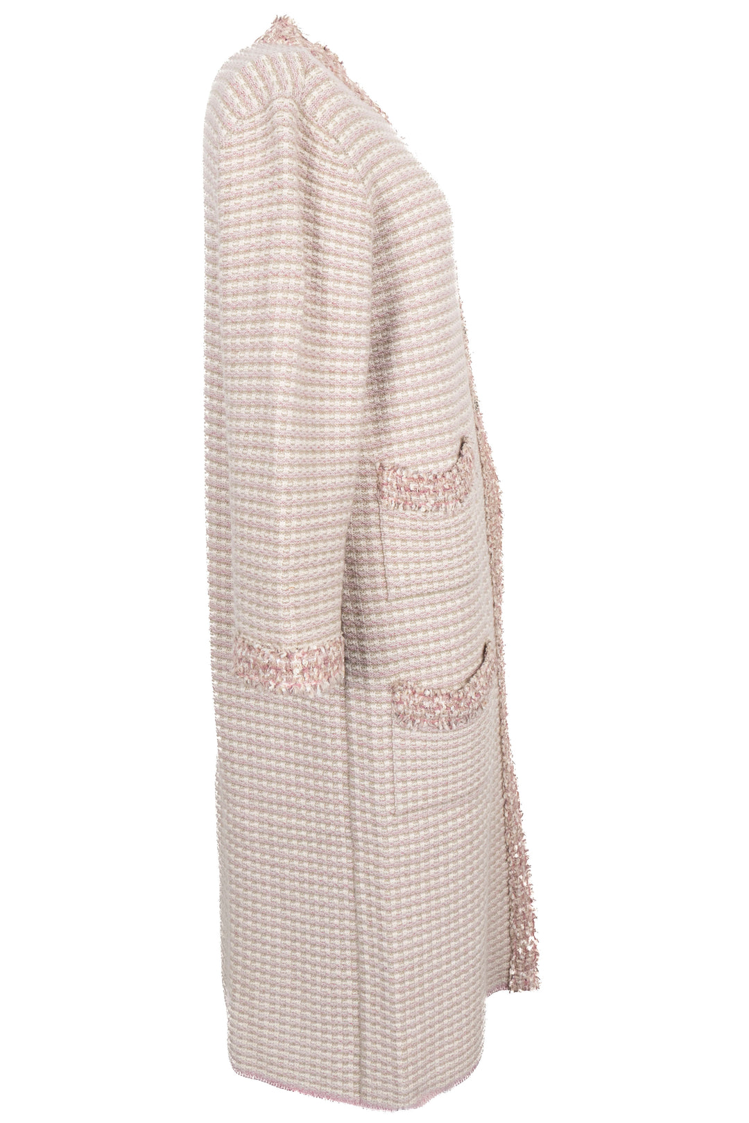 CHANEL 2006 Long cardigan en maille bouclée beige