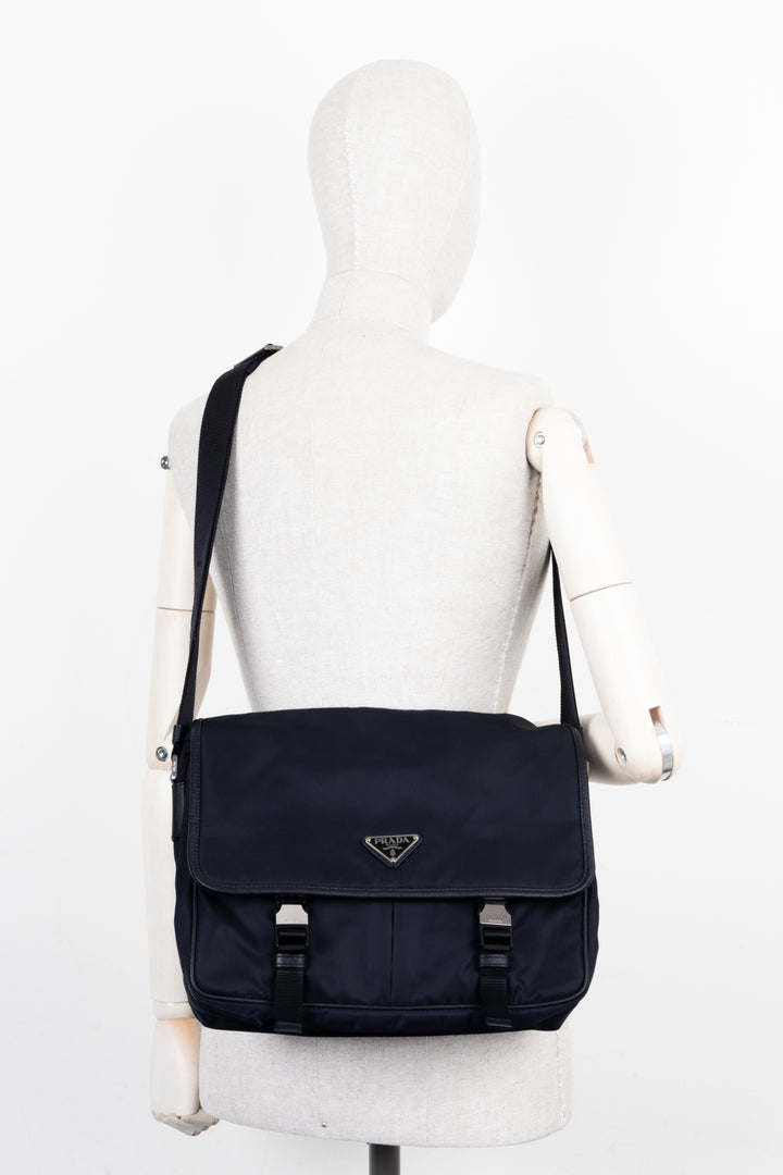 PRADA Nylon Messenger Bag Blue